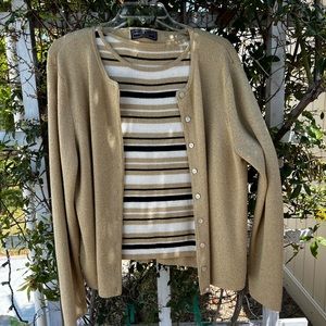 Laura Scott Gold Black strip sweater tank top. 2 pieces.